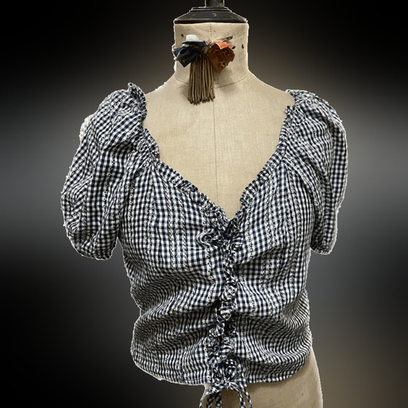 milk & honey Tops - Navy Gingam Top L
